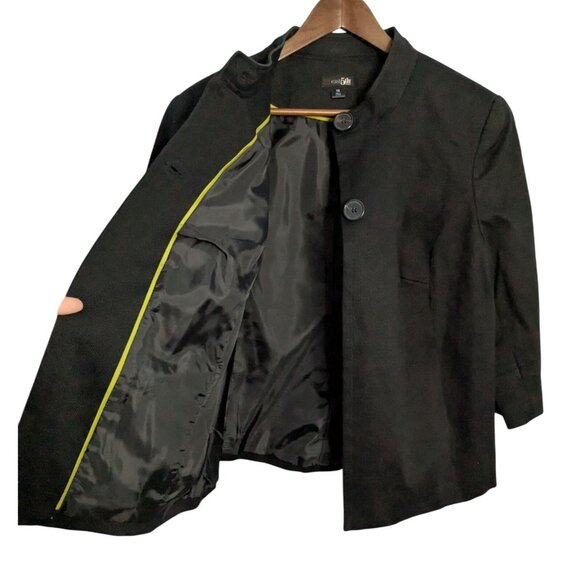 East 5th Womens Black Jacket Size 1X Button-Front 3/4 Sleeves Textured Finish - Picture 4 of 16